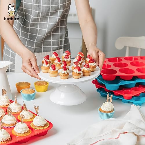 katbite Silicone Muffin Pan Nonstick 12 Regular Size,Silicone