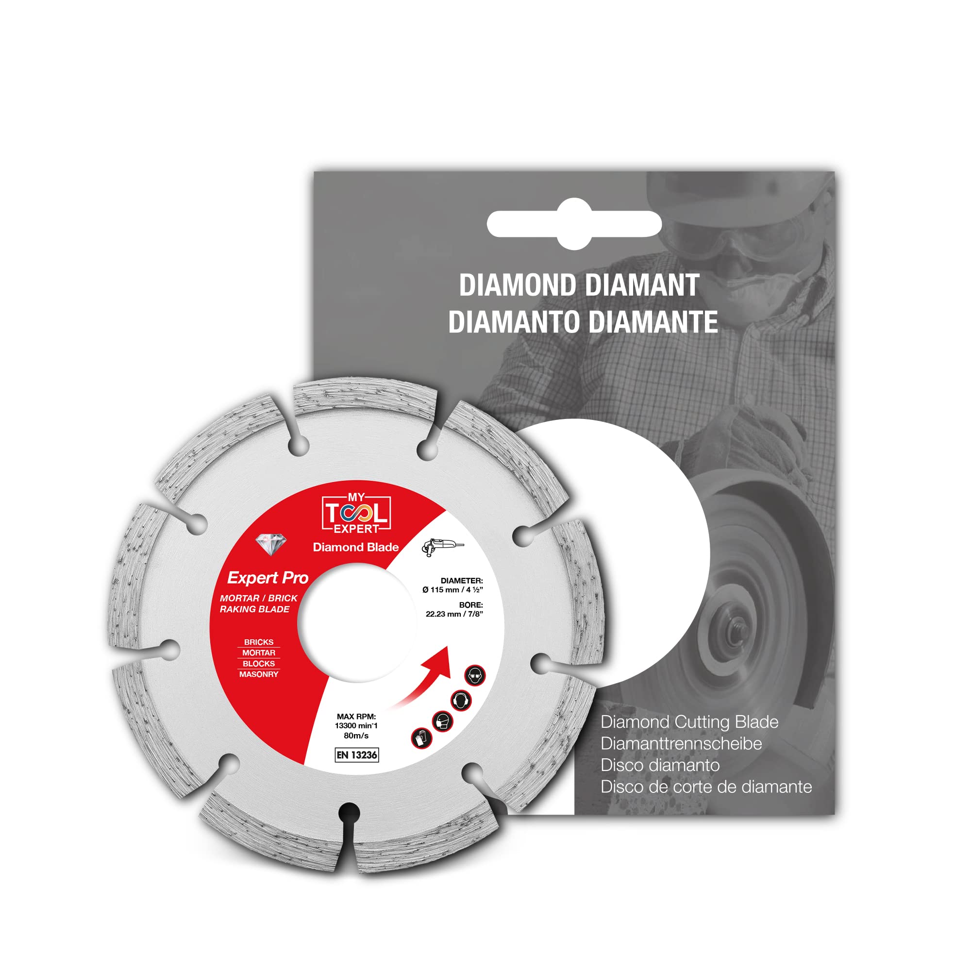 Expert Pro Diamond Mortar Disc 115mm/4.5", "Masonry Joint Raking Blade for Grinders, Repointing Raker Tool for Fast Removal of Old Mortar, Brickwork Pointing