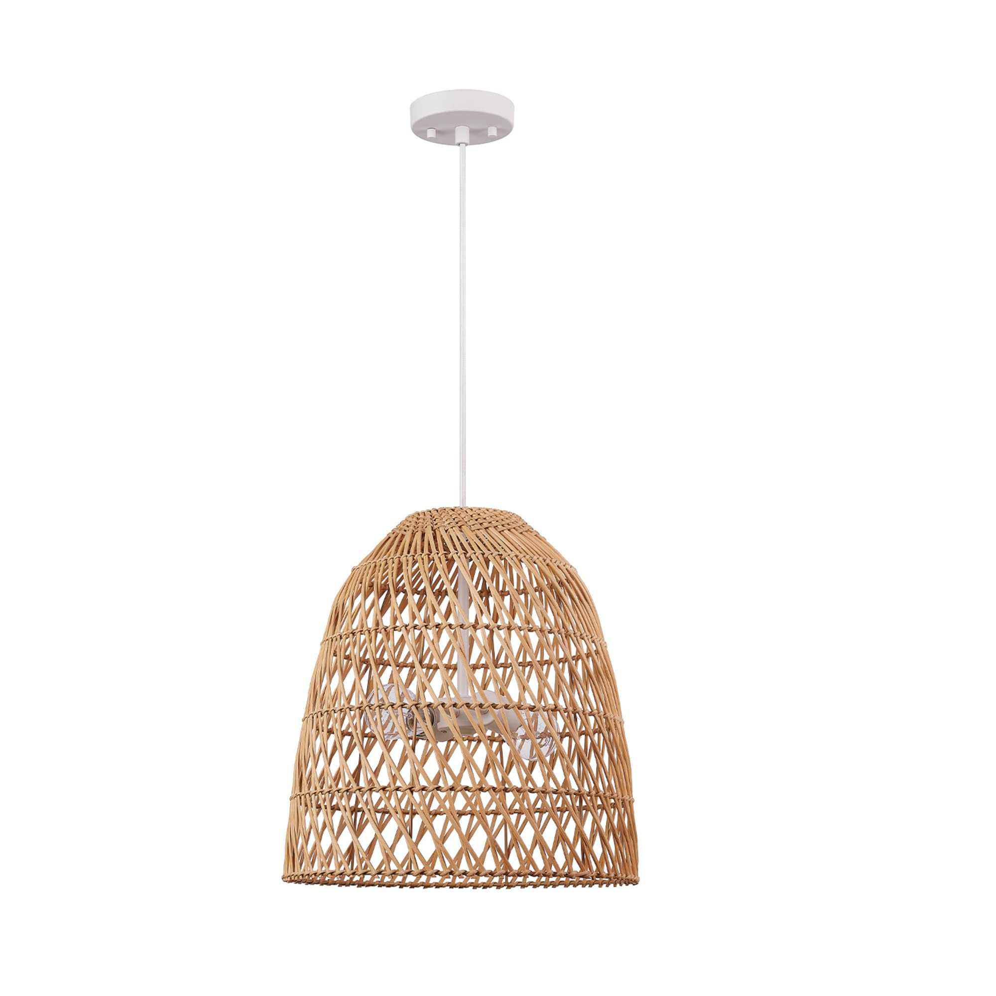 GLOBE Electric 65940 Galen 2-Light Chandelier, Bamboo Shade, White Canopy and Cord Image