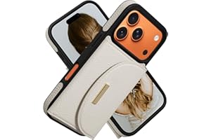 Keallce Wallet Case for iPhone 17 Pro 6.3'', Flip Case with RFID Blocking Card Holder Slots Kickstand, PU Leather Protective Folio Cover for Women, Beige