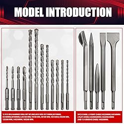 wesleydrill 17PCS Rotary Hammer & Chisels Masonry