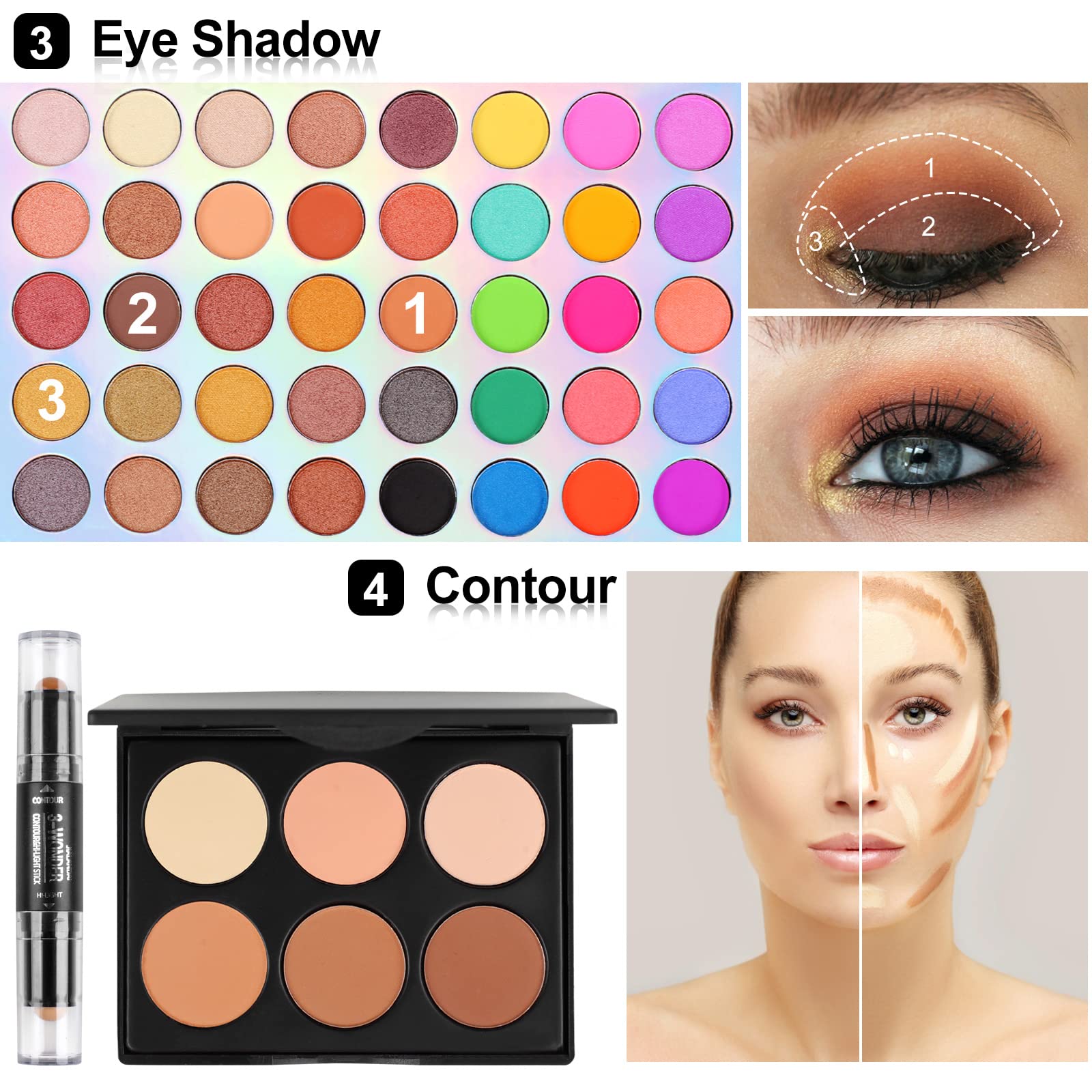 Fenshine Makeup Set,Make Up Starter Kit With Storage Bag Portable Travel Make Up Palette Eyeshadow Foundation Lip Gloss for Teenage & Adults (Type A)
