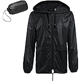 COOFANDY Mens Packable Rain Jacket Lightweight Waterproof Raincoat with Hood Outdoor Rain Gear Travel Hiking Cycling