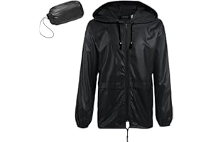 COOFANDY Mens Packable Rain Jacket Lightweight Waterproof Raincoat with Hood Outdoor Rain Gear Travel Hiking Cycling