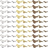 PONABEADIY 1 Box 9 Styles 180PCS Alloy Bird Shaped Beads with Hole Tibetan Style Gold Silver Colored Antique Animal Charms Loose Spacer Bead Bulk for Jewelry Making Bracelet Necklace Diy Crafts Supply