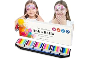 Anka Bella 60gm Water Activated Split Cake Face Paint,Professional Washable Non Toxic Face Painting Kit for Kids & Adults,Gift for Halloween Birthday Parties/Carnival