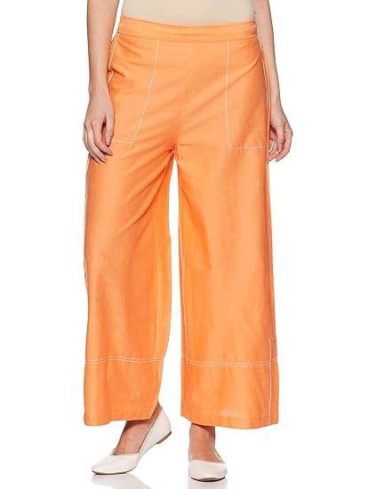 orange flared pants