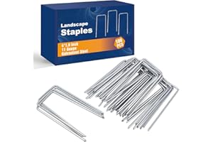 Whonline 100pcs Landscape Staples 4 Inch 11 Gauge Heavy Duty Galvanized Garden Stakes, Drip Irrigation Stakes for Securing Irrigation Tubing Fabric Weed Barrier Ground Sheets