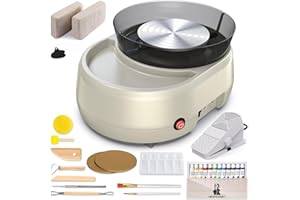 CATCRAFTER Pottery Wheel for Beginners - Upgraded Pottery Wheel with 6" Turntable with Two-Way Rotation, 2.2lb Clay, Art Supplies Sculpting Tools, Craft Gifts for Teens Kids Adults (Grey)