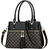 KKXIU Women Satchel Bags Handle Shoulder Handbags and Purses Pockets Zipper Leather Crossbody Bags