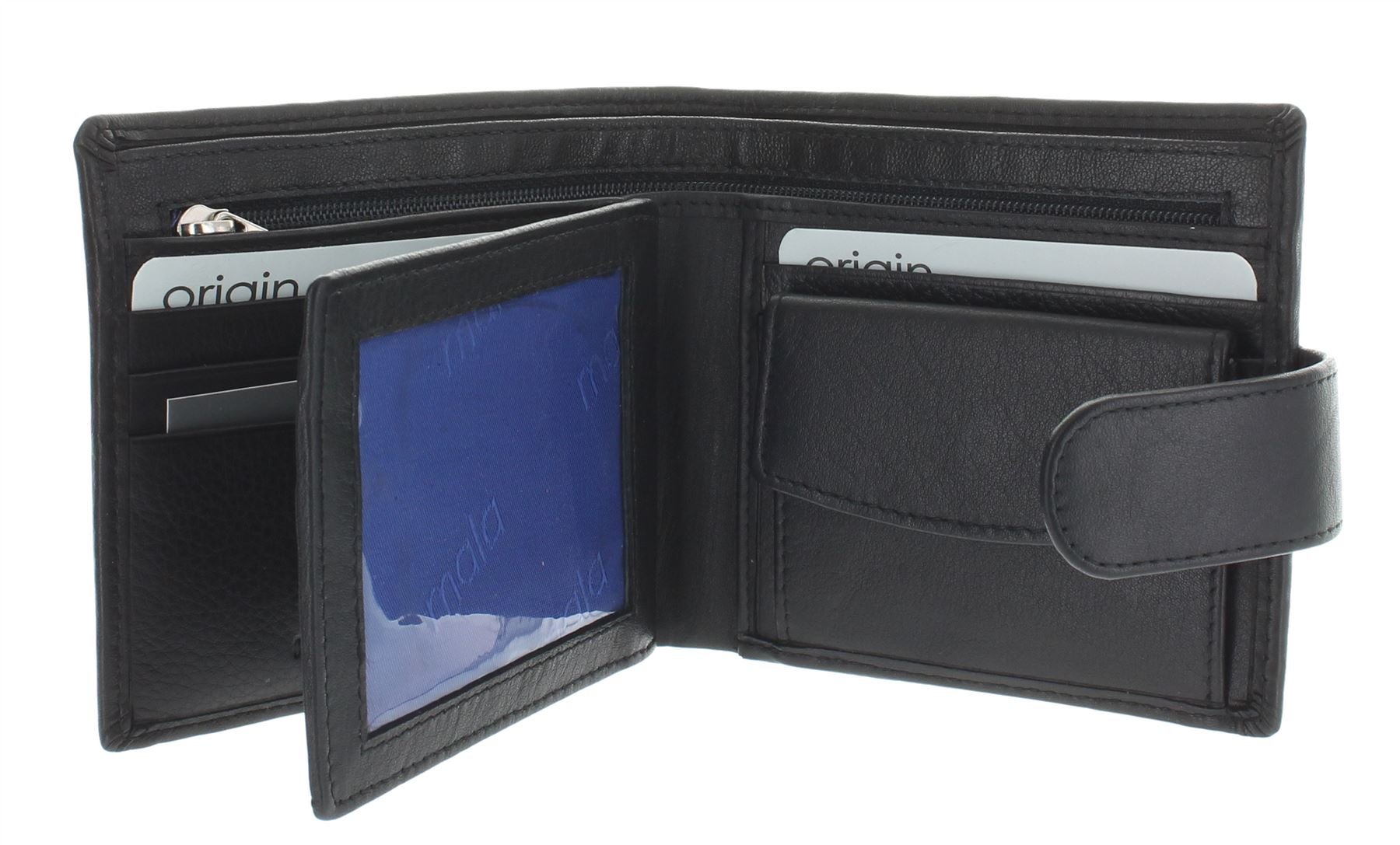 Mala Leather Mens Black Wallet Origin Wallets RFID 8 Card Slots Coin Pocket 127
