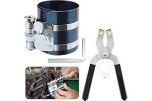 OFBAND Car Engine Piston Ring Compressor Tool for 60-150mm,Piston Ring Compressor Kit with Piston Ring Pliers Install&Remove Piston Ring,Ring Compressor with Adjustable Screw