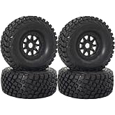 Chanjorlin 1/7 1/8 RC Short Course Truck Tires and Wheels 17mm Hex OD 135mm Off Road Tyres for 1:7 1:8 Scale RC Truck Car HSP TRAXXAS UDR FS FSR Atom ARRMA Mojave 6S EXB YK4072 DF7 4PCS (Black)