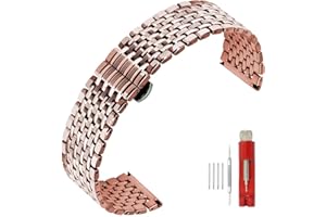 SINAIKE Multi Stripes 18mm 20mm 22mm Black Rose Gold Silver Two Tone Metal Watch Strap Tapered Engravings Stainless Steel Metal Watch Band for Men Women…