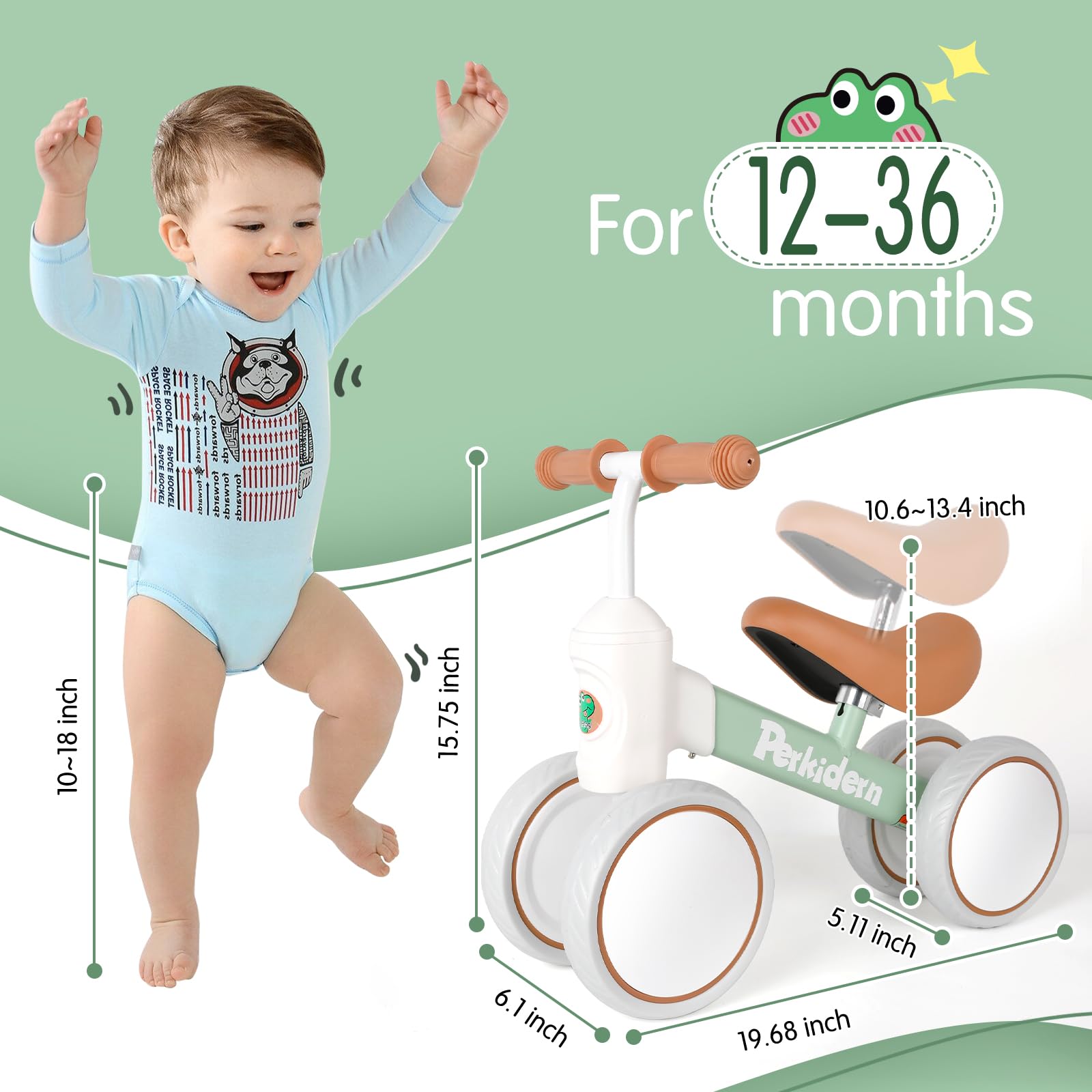 Baby Balance Bike for 1-3 Year Old Boys Girls, 12-36 Month Toddler Balance Bike, 4 Wheels Baby Bike Toddler First Birthday Gifts