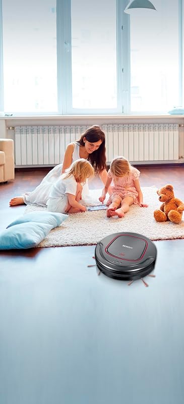 Saugroboter "chill®", leistungsstarker Staubsauger Roboter für Hartböden und kurzflorige Teppiche, extra flacher Putzroboter mit Treppenstufenerkennung, platingrau, RB 7025