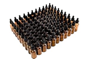 YoleShy 1oz Glass Dropper Bottle,99 Pack Amber Glass Bottles with Droppers and Black cap for Essential Oils, Lab Chemicals, Perfumes