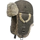Kurhatic Winter Trapper Hat,100% Rabbit Fur Aviator Russian Trooper Hunting Ski Hat with Ear Flaps for Men & Women