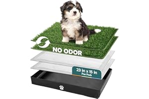 MEEXPAWS Dog Grass Pad with Tray Foldable Dog Litter Box, Small Pee Pad Holder Foldable Liner Base High Side with Odor Free Artificial Grass for Puppy Potty Training Balcony, 2 PCS Disposable Pee Pads
