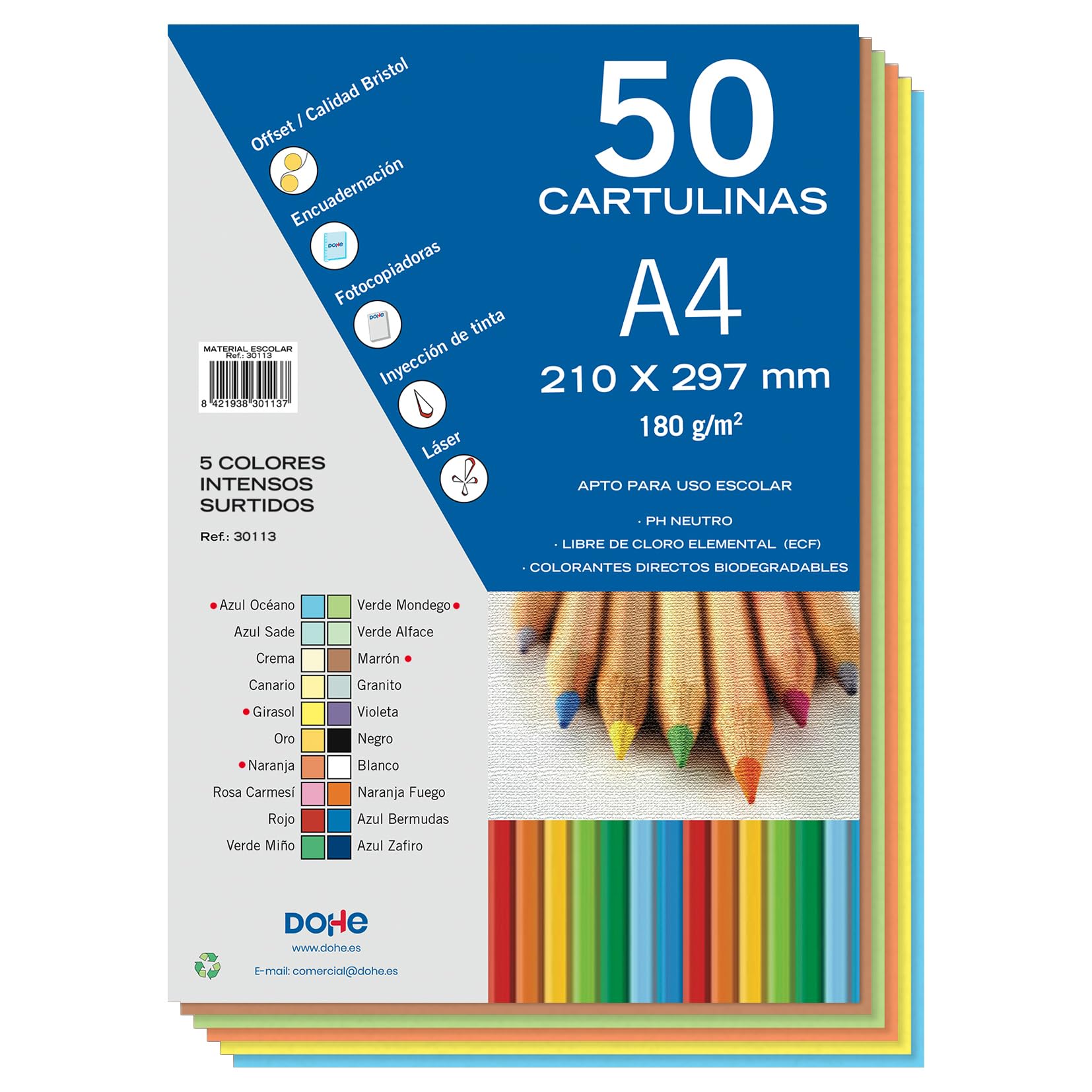 DOHE Cardstock 50 Sheets in A4-5 Assorted Colours Intenso