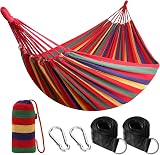 ANYOO Cotton Hammock with Tree-friendly Straps Durable Portable