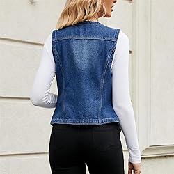 Ladyful Women's Classic Crop Denim Waistcoat Vest
