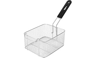 Food Strainer Basket, Mesh Fryer Basket Restaurant Kitchen Commercial Use Front Hooks with Non Slip Handle for Commercial Flo