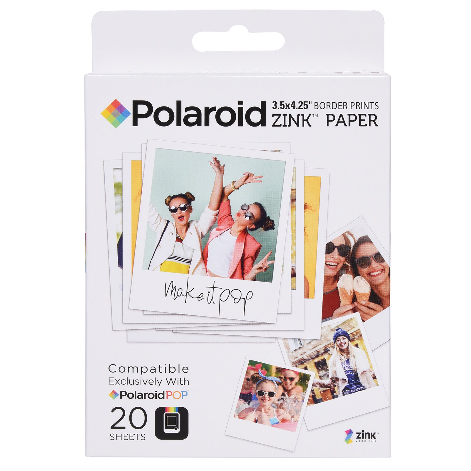Polaroid 3.5 x 4.25 inch Premium ZINK Border Print Photo Paper (20 Sheets) Compatible with Polaroid POP Instant Camera