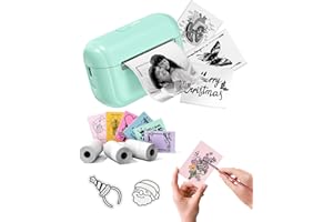 Memoking Mini Printer - Portable Sticker Printer Q02E, Pocket Thermal Inkless Sticker Maker Bluetooth Print Pod Small Receipt Printer for Study Note,Diagrams, Scrapbook, Journal, Gift, DIY