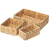 FairyHaus Wicker Baskets for Organizing 3Pack, Large and Small Wicker Storage Baskets Set, Decorative Hand Woven Baskets for 