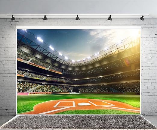 Amazon Com Laeacco 10x6 5ft Baseball Backdrop Mlb Baseball Game Stadium Light Green Grass Exciting Spectator Sport Background Poster Photographic Picture Camera Photo