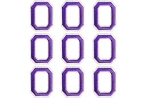 GUYI GYGYL Iron on Number Patches, 9Pcs of 2 Inch Purple Number "0" Patches, Embroidered Number Patch for Clothes, Dress, Hat, Socks, Jeans, DIY Accessories