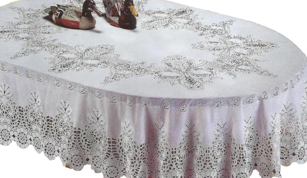 RJ Quality Product Design Crochet Tablecloth, Off White