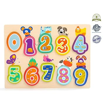 Wooden Number Puzzles Preschool Learning Toys For Toddlers Educational Gift For 2 Years Old Girls And Boys