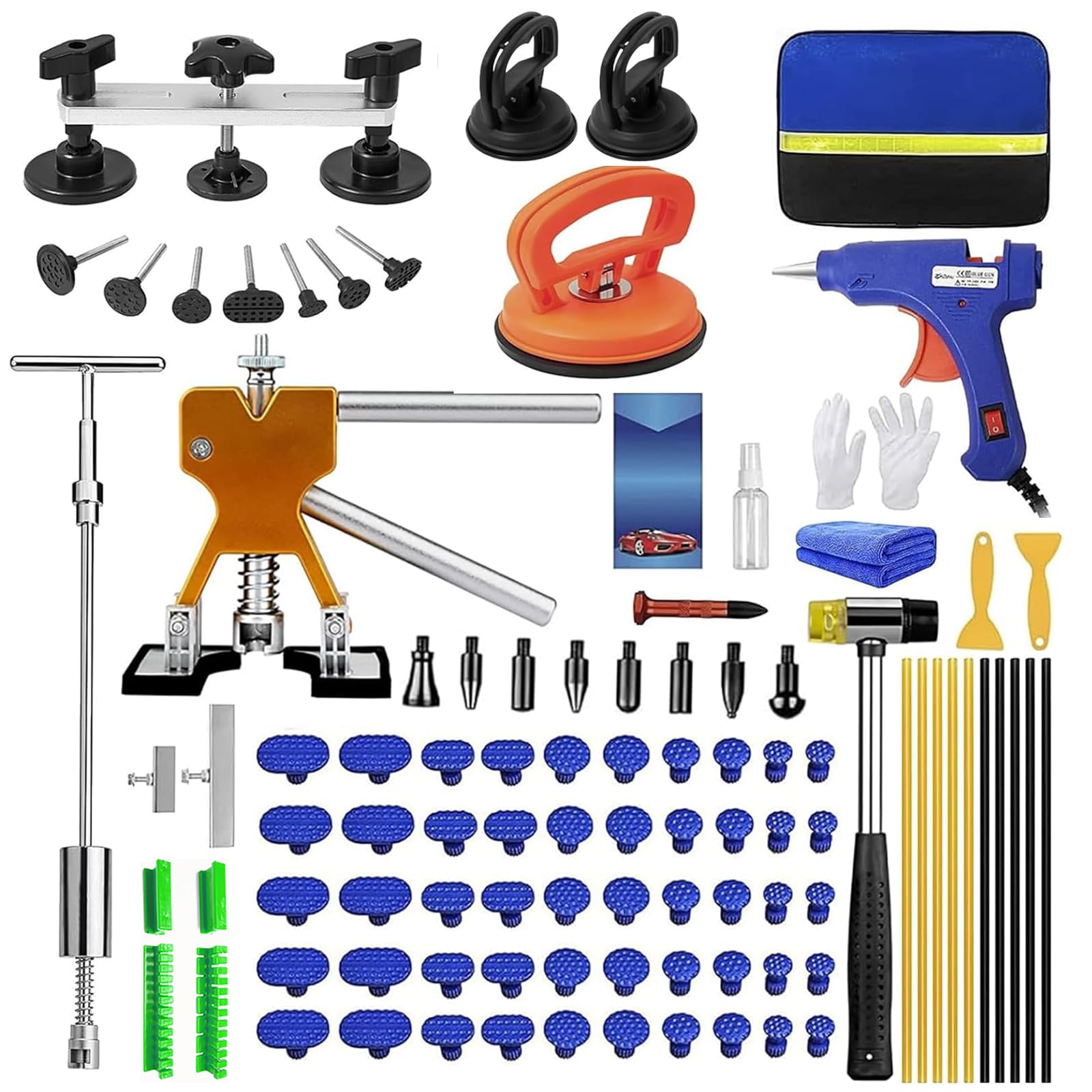 Photo 1 of 97pcs Dent Puller Kit, Car Dent Puller for Dent Removal, Paintless Dent Removal Kit with Golden Lifter, Bridge Puller, Slide Hammer T-Bar, Dent Remover Tool for Car Refrigerator Door Ding Repair