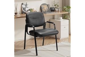 NEWBULIG Waiting Room Chair, Leather Stationary Office Guest Reception Chairs No Wheel,Comfy Padded Arms,for Conference Room Lobby Side breakroom