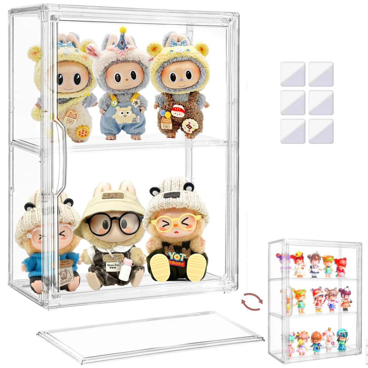 Photo 1 of Attelite Acrylic Display Cases for Collectibles,3 Layer Clear Display Case with Magnetic Door,Desktop Clear Showcase with 2 Adjustable Divider Storage Box for Action Figure