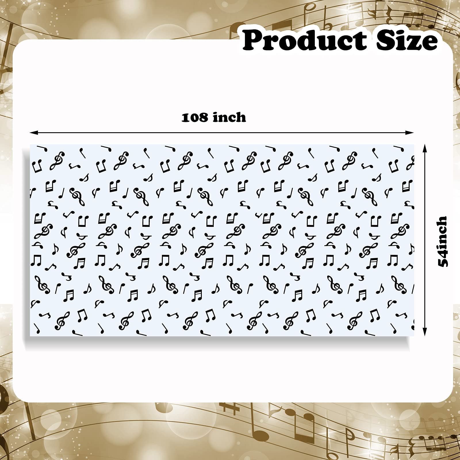 108 x 54 Inch Musical Notes Tablecover Musical Plastic Tablecloth Disposable Table Cover Notes Theme Birthday Party Decoration Supplies(2 Pieces)