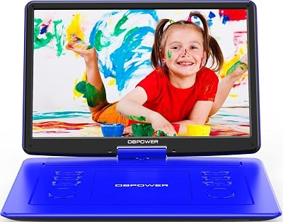 DBPOWER 17.9 Portable DVD Player with 15.6 Inch Swivel Screen Blue