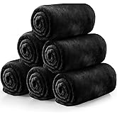 Tinideya 6 Pcs Flannel Fleece Throw Blanket Bulk 50 x 60 Inch Soft Fleece Blanket Warm Throw Blanket Coral Blankets for Couch Sofa Home Wedding Gifts Season (Black)