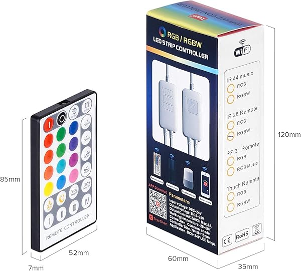 BTF LIGHTING Controlador IR Smart WiFi RGBW Compatible con Alexa Google Home Assistant IFTTT Control remoto APP inalmbrico Trabajando con el sistema Android iOS para la tira de luz LED de 5050 RGBW