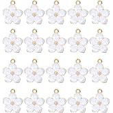 Tupalizy 20PCS Small Flower Enamel Charms Cherry Blossom Decor Gold Plated Pendant for Bracelets Necklaces Earrings Jewelry Making Findings Purse Keychains DIY Crafts Handmade Gifts Accessories