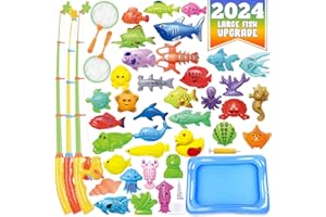 CozyBomB™ Kids Pool Fishing Toys Games | Summer Magnetic Floating Toy Magnet Pole Rod Fish Net Water Table Bathtub Bath Game, Learning Education For age 3 4 5 Boys Girls Toddlers Carnival Party Favors