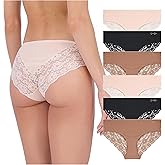 Jessica Simpson Seamless Underwear For Women, Lace Hipster Panties, Cute Breathable and Comfortable Multipack, Ropa Interior