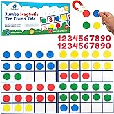 70 PCS Magnetic Ten Frames - Math Manipulatives for Elementary Classroom & Kindergarten - 4 Ten Frames & 44 Math Counters for Kids, Math Games for Kindergarten - Jumbo Magnetic Ten Frame Set
