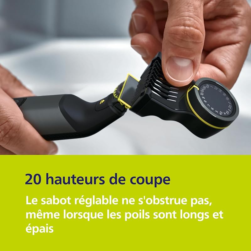 OneBlade Pro 360 Authentique Visage + Corps - Tondeuse à barbe électrique, rasoir et tondeuse, 1 lame 360, 1 sabot avec 14 hauteurs de coupe, 1 kit Corps, 1 socle de charge, QP6652/30