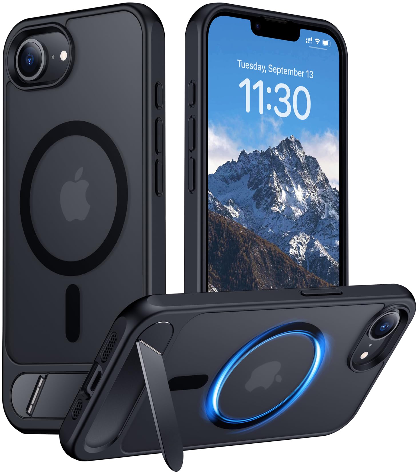 Photo 1 of Temdan Magnetic Compatible with iPhone 16E Case, [Built-in Invisible Kickstand][Compatible with MagSafe][Military Grade Shockproof] Slim Translucent Matte Case for iPhone 16E 6.1" 2025