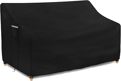 Dokon Garden Bench Cover 3 Seater Waterproof 163x66x63/89cm Black