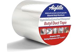 Aiglille Butyl Waterproof Tape 6" W X 33'L, Butyl Tape for RV Repair, Window, Boat Sealing, Sun Room, Glazed Tile, Rubber Roof Patching, Silver