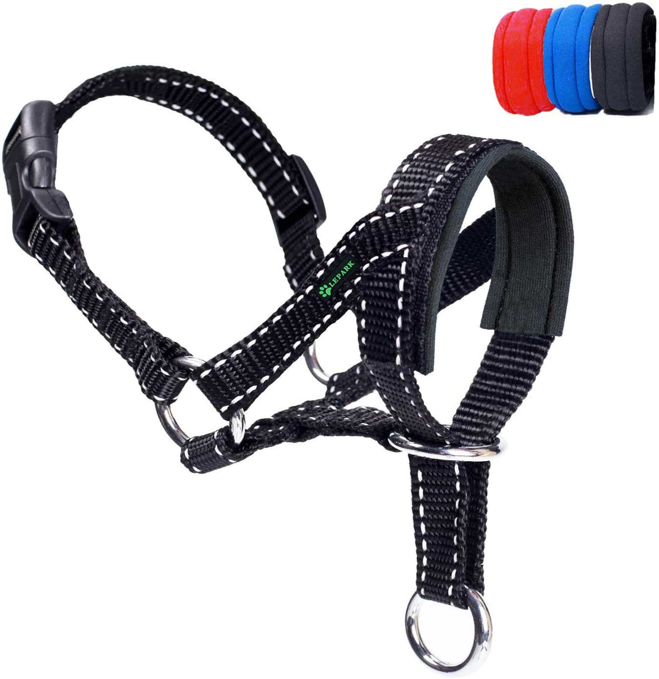 ILEPARK Dog Head Collar with Reflective Strap, Head Halter Collar for Dogs, Adjustable and Easily Control, for Small Medium and Large Dogs. (L,Black) — image 1